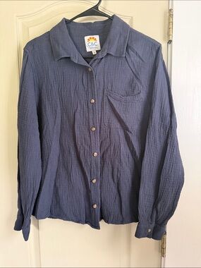 C&C California Gauzy Navy Button-Down Shirt
